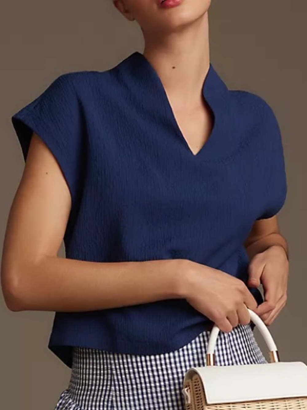 Anthropologie Maeve Short-Sleeve Textured Popover Blouse